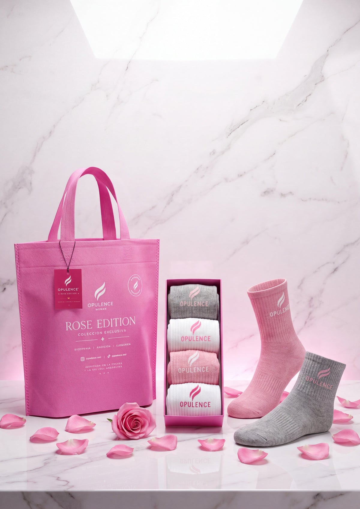 OPULENCE Rose Edition — Premium Tennis Socks | 4-Pair Box