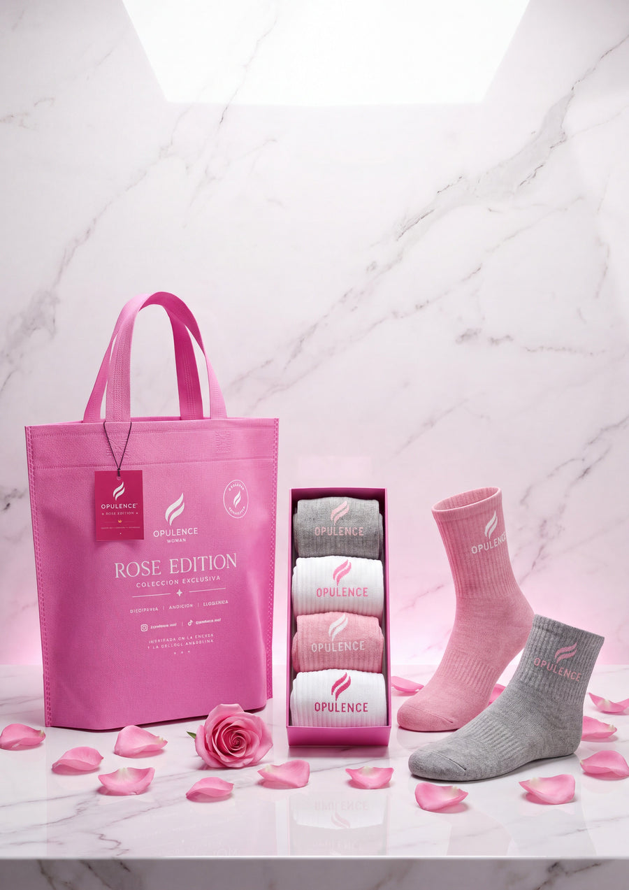 OPULENCE Rose Edition — Premium Tennis Socks | 4-Pair Box